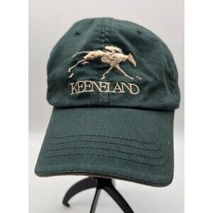 Keeneland Racetrack Ball Cap Hat Green FlexFit Fitted Logo Horse Racing